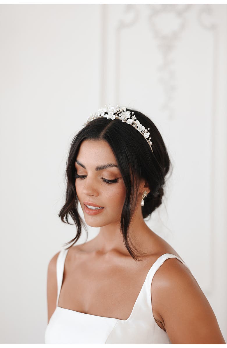 Untamed Petals Josephine Crystal Tiara, Alternate, color, Gold