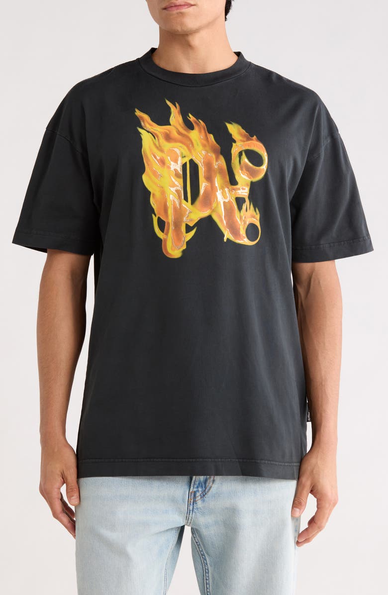 Palm Angels Blaze Logo Graphic T-Shirt, Main, color, Black Gold