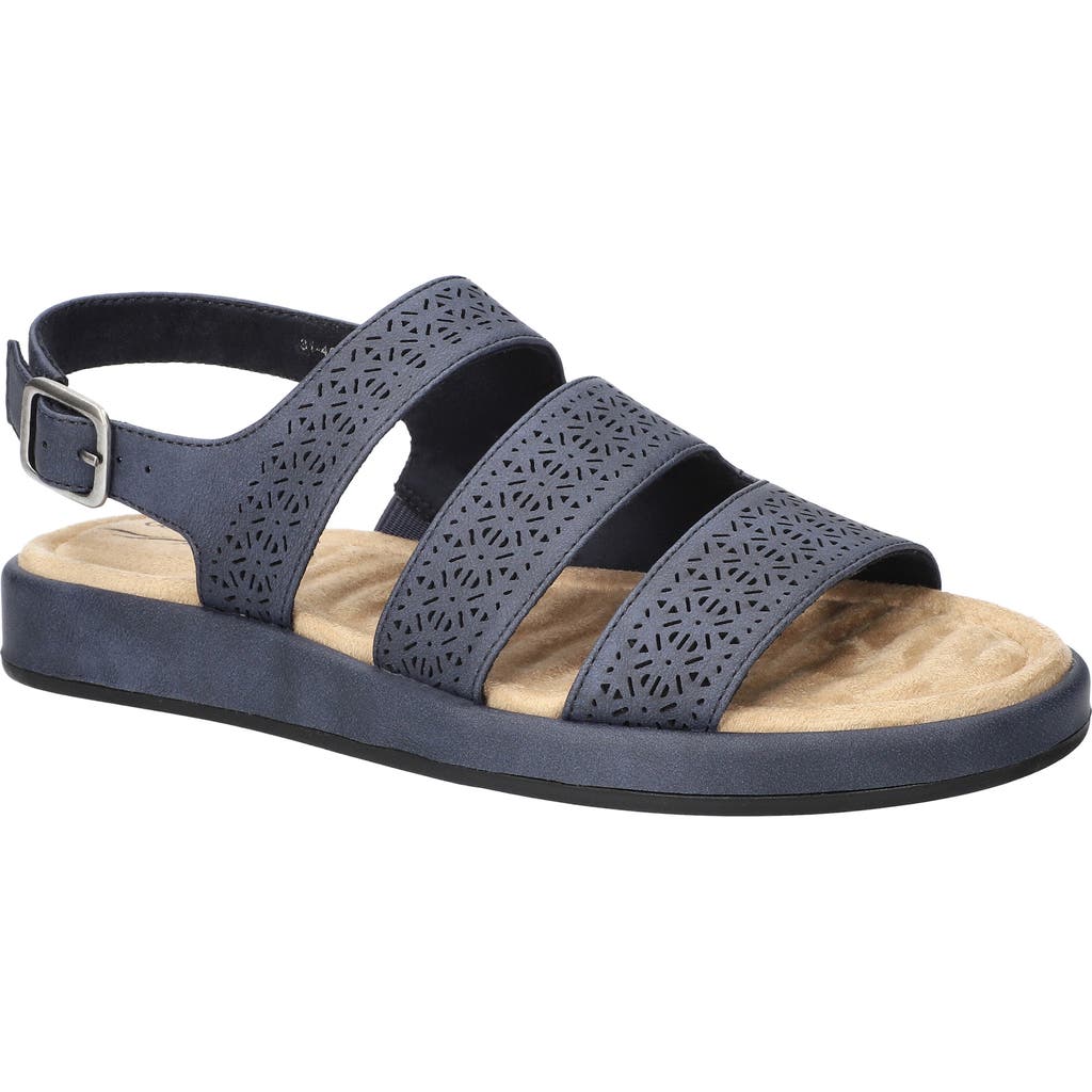Shop Easy Street Link Laser Cut Slingback Sandal In Navy