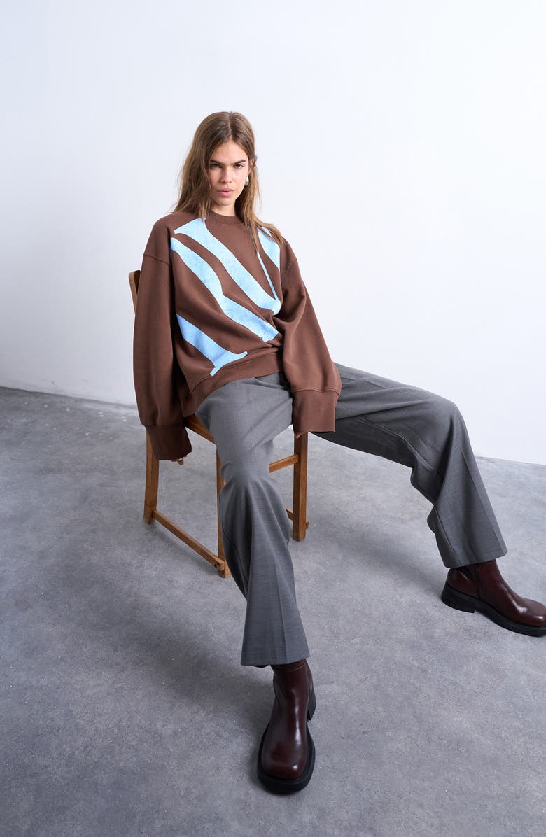 Topshop NYC Oversize Sweatshirt, Alternate, color, Brown