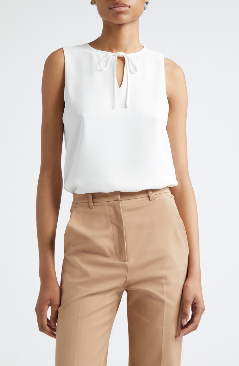 Emporio Armani Tie Neck Sleeveless Top, Main, color, Off White