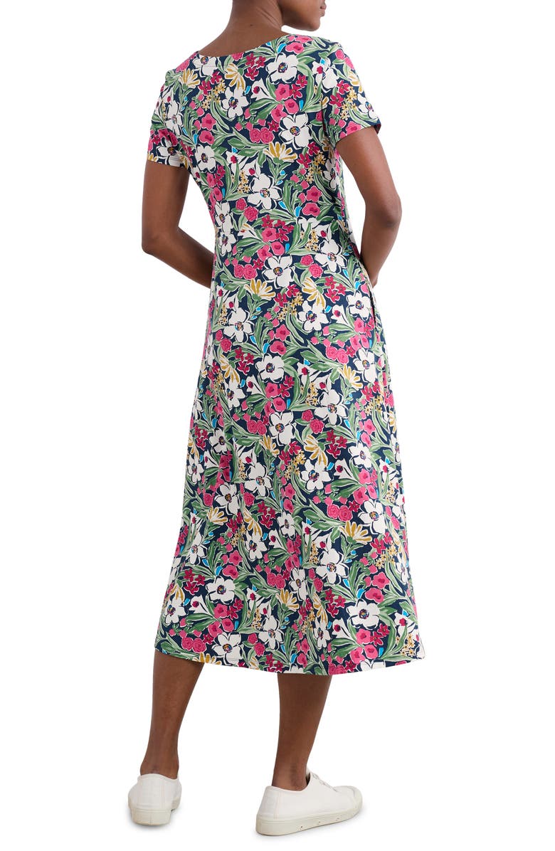 Seasalt Cornwall Veronica Floral Print Stretch Organic Cotton Jersey Midi Dress, Alternate, color, Garden Flowers Night