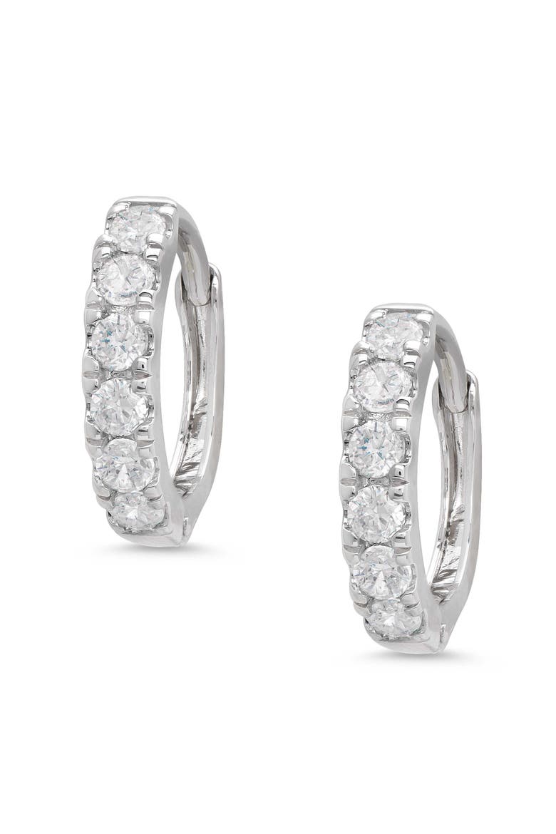 Kids' Cubic Zirconia Hoop Earrings, Main, color, WHITE