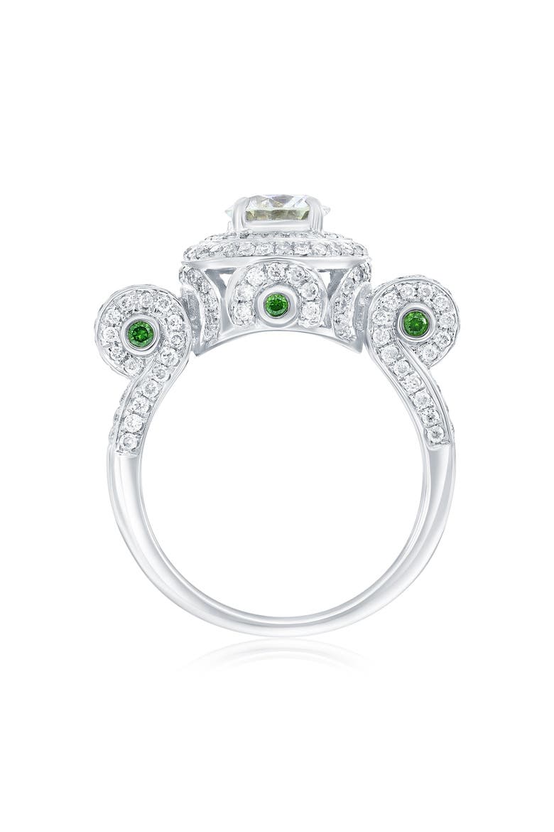 14K Gold White & Green Diamond Ring, Alternate, color, Green