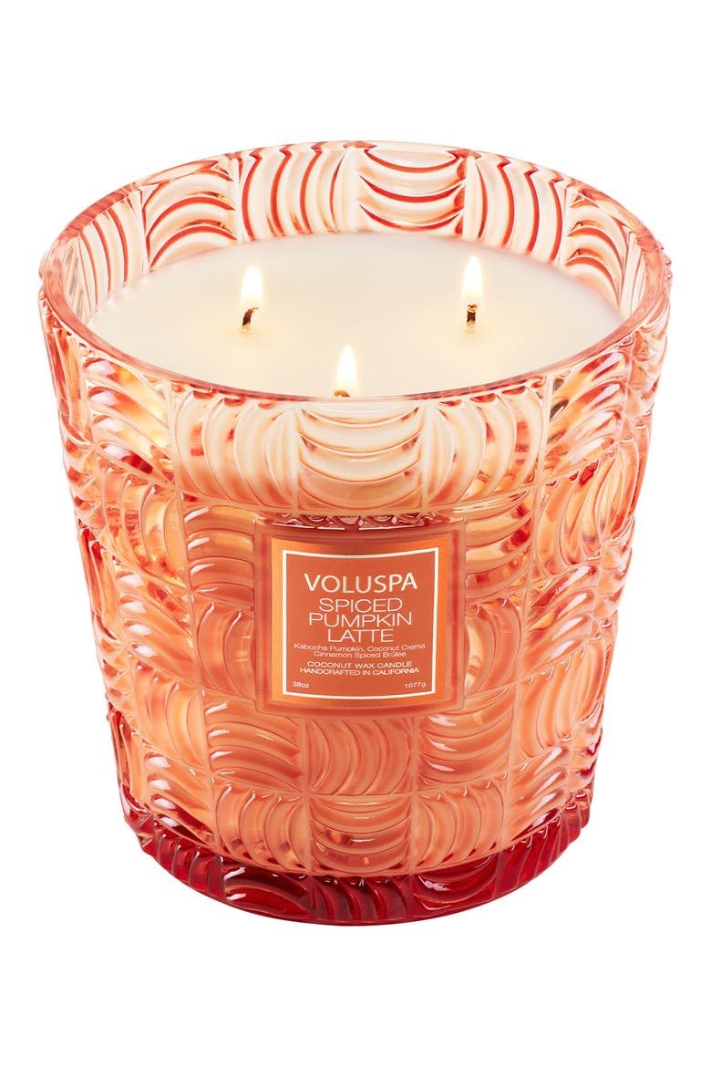 Spiced Pumpkin Latte 3-Wick Hearth Candle, Alternate, color, ORANGE