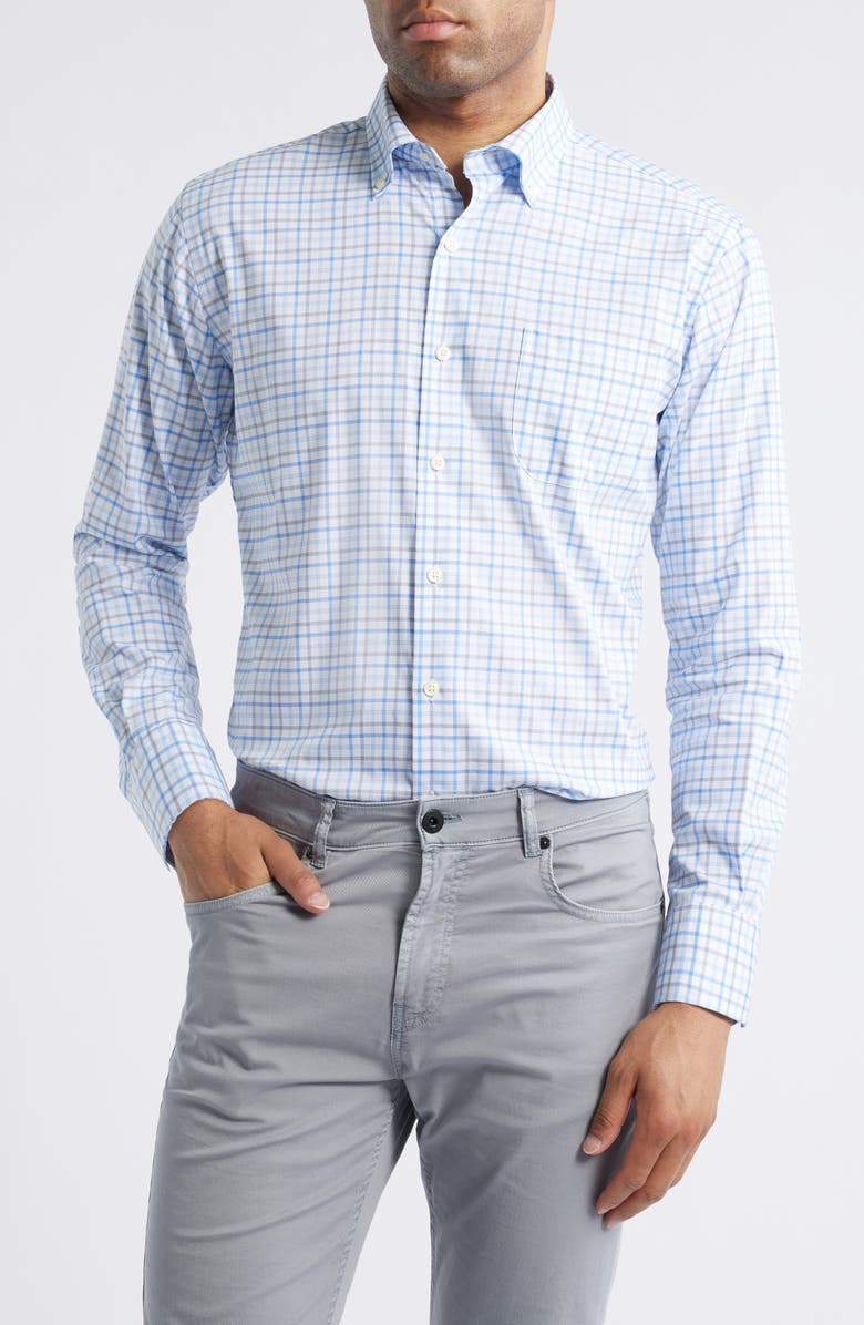 Peter Millar Calgary Crown Check Stretch Button-Down Shirt, Main, color, 