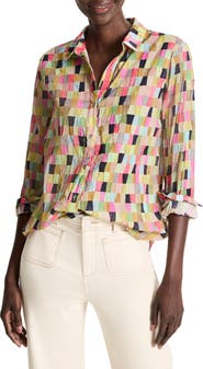 NIC+ZOE Colorfield Crinkle Button-Up Shirt
