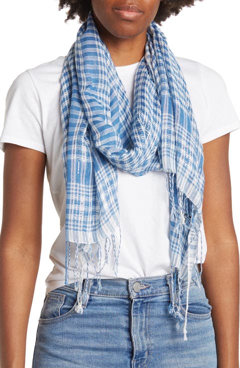 Checkered Twished Fringe Scarf