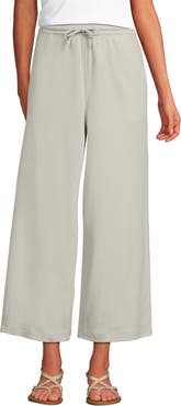Lands' End Sport Knit Pull On Drawstring Wide Leg Crop Pants