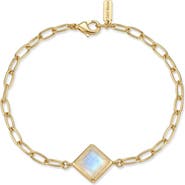 st. Moran 14k Gold Plated Square Stone Chain Bracelet