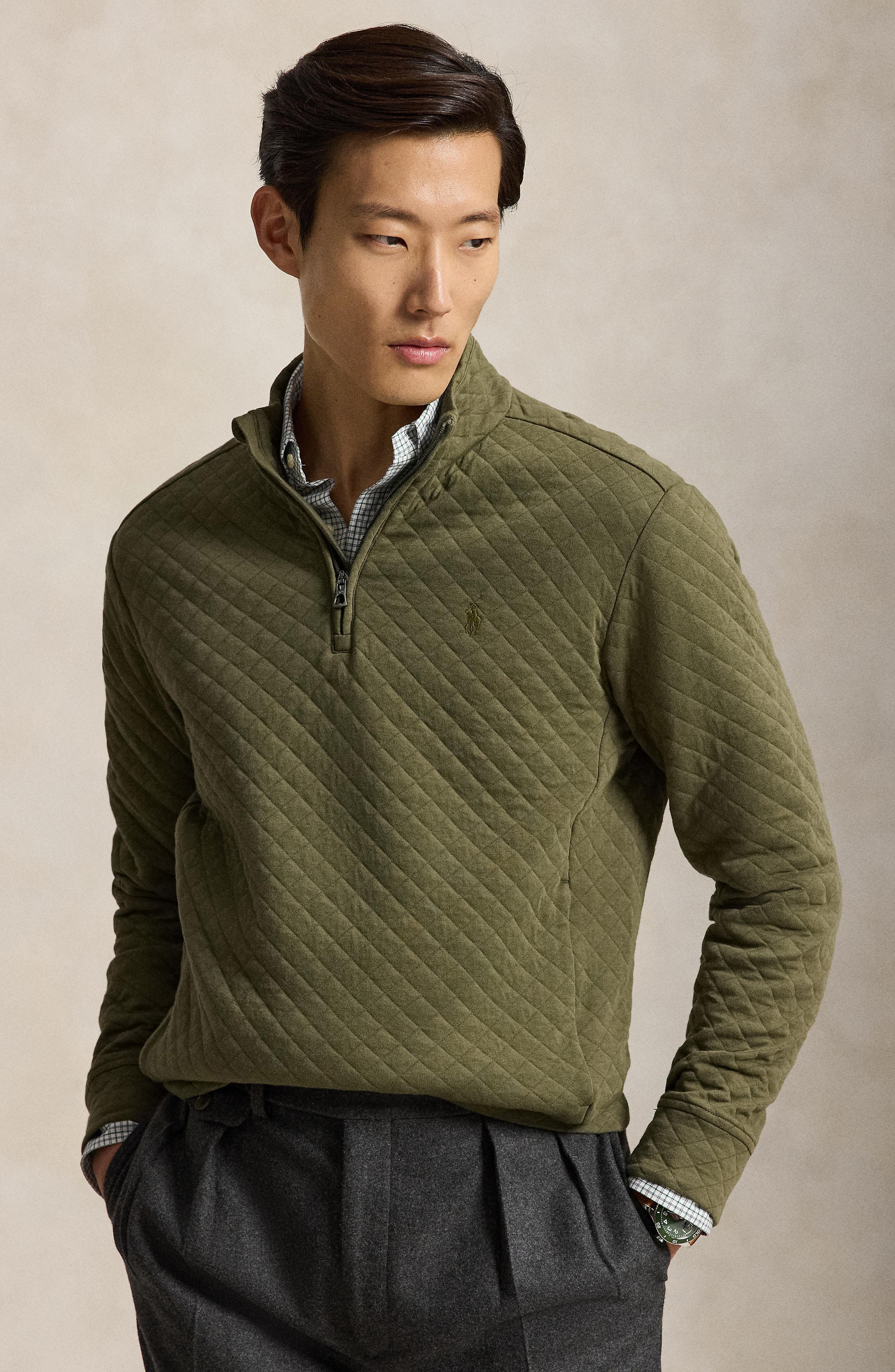Polo Ralph Lauren Quilted Quarter Zip Pullover (Men) | Nordstrom
