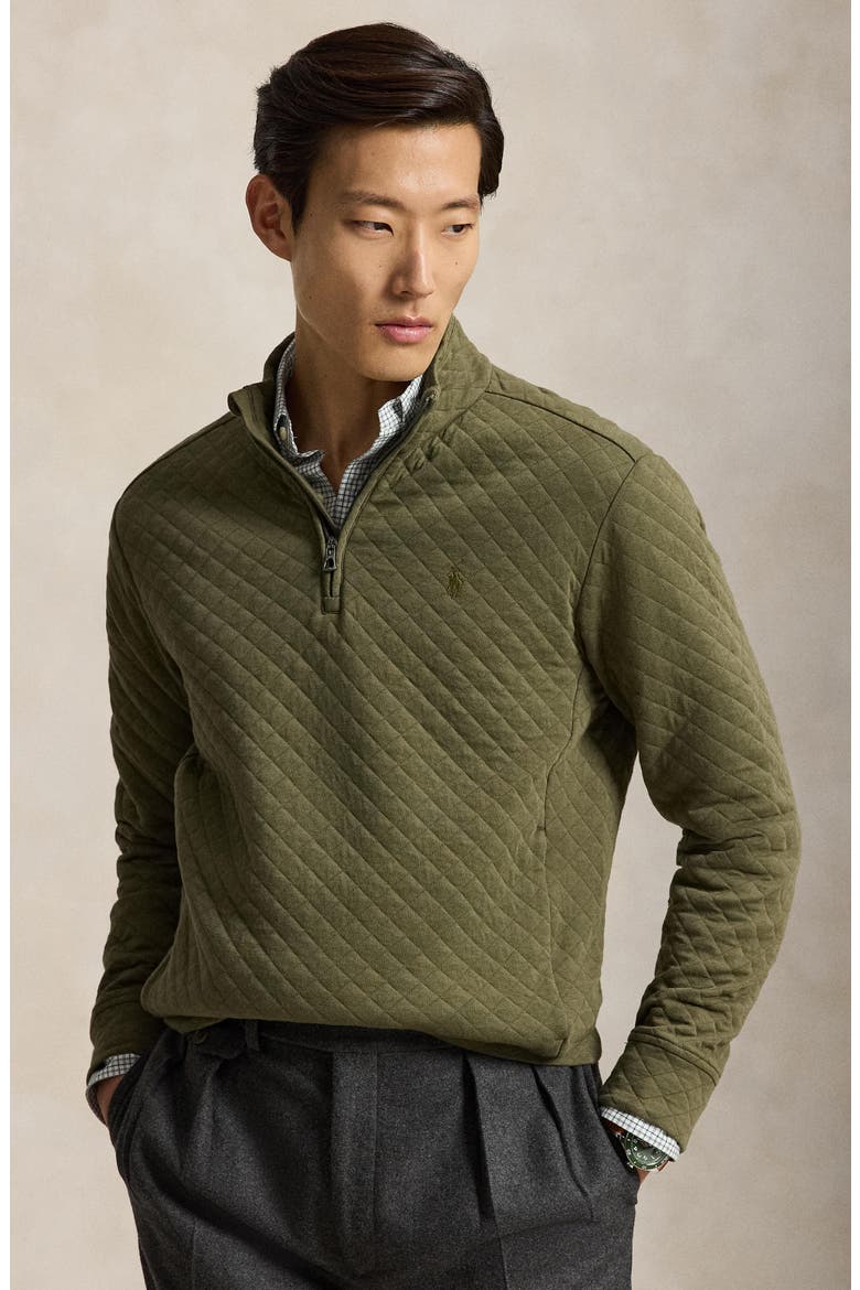 Quilted Quarter Zip Pullover, Alternate, color, GREEN