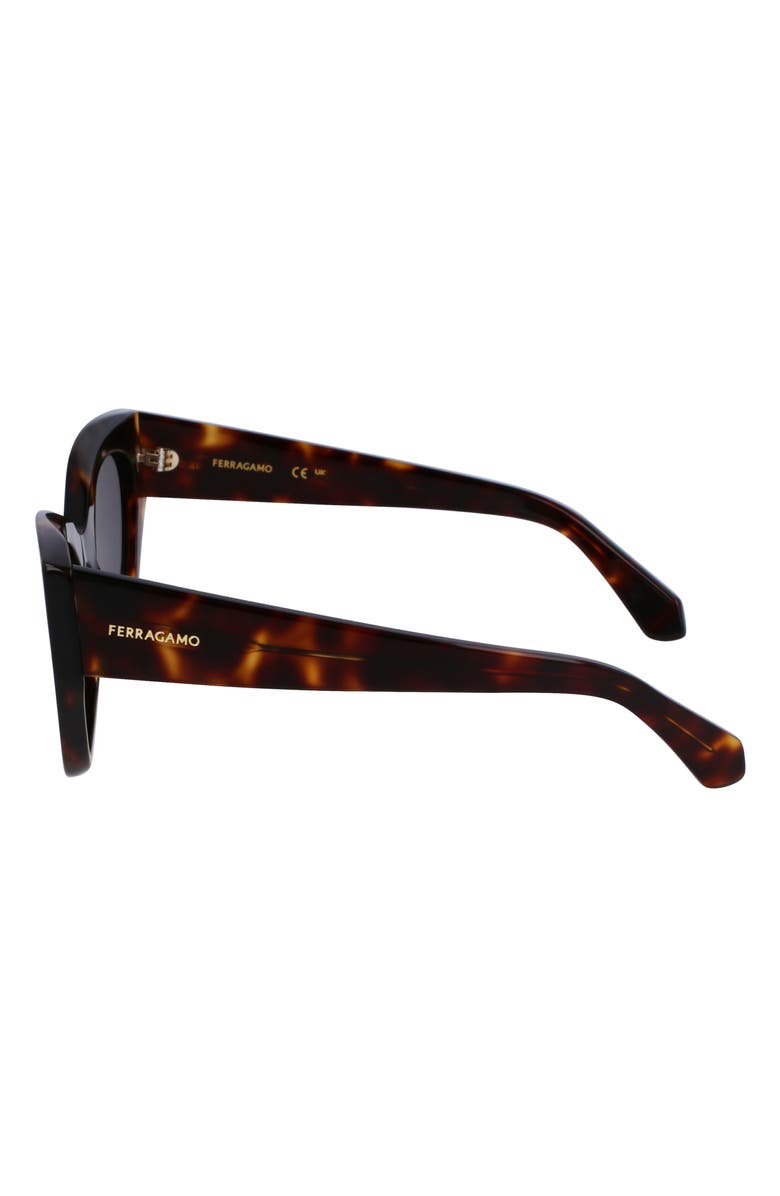 FERRAGAMO Classic Logo Tea Cup 55mm Cat Eye Sunglasses, Alternate, color, Dark Tortoise