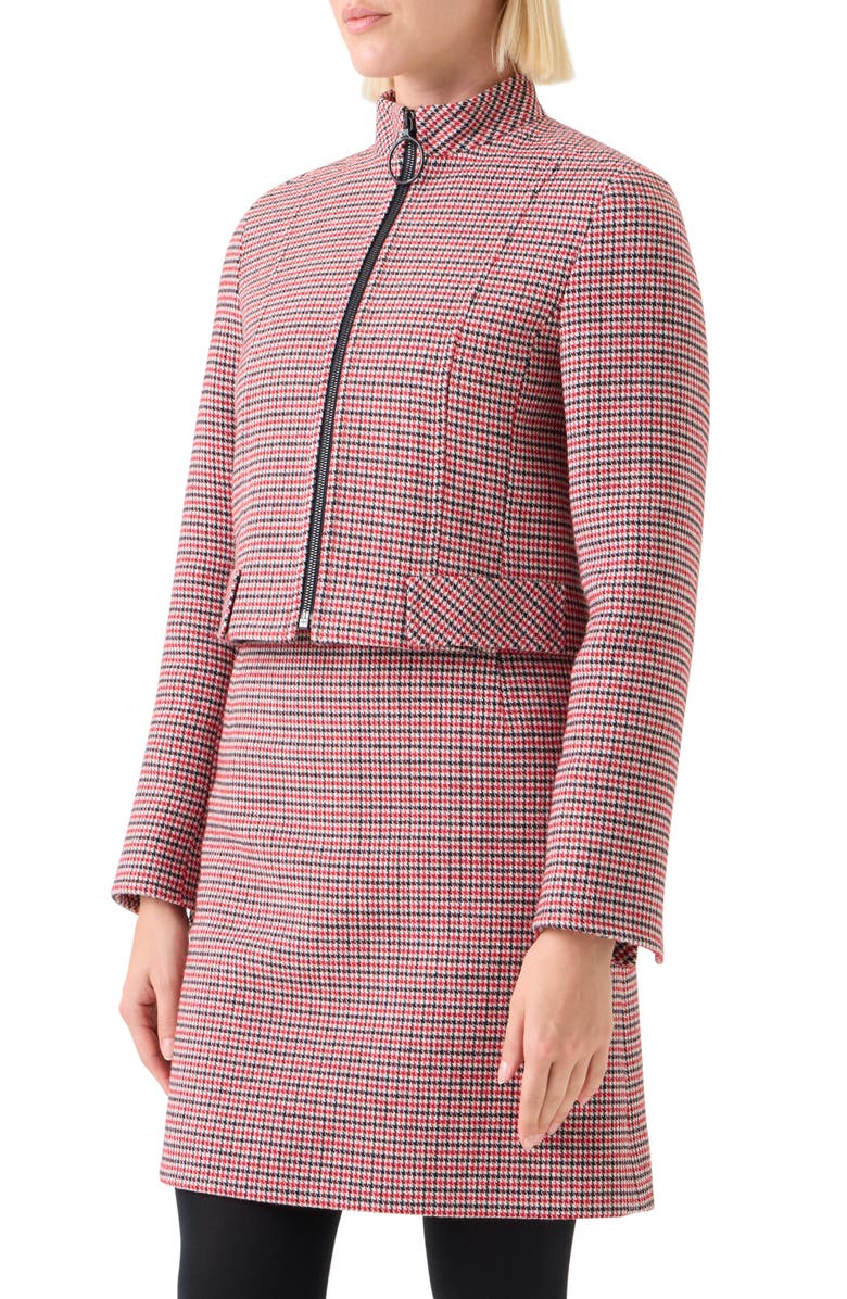 Akris punto Houndstooth Virgin Wool Crop Jacket, Alternate, color, Black-Vermillion-Cream