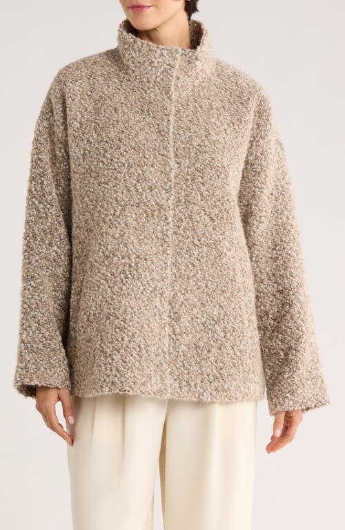 Eileen Fisher Alpaca & Wool Blend Faux Shearling Short Coat In Brown