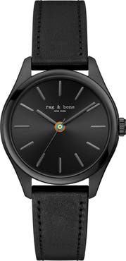 rag & bone Dean Leather Strap Watch, 38mm