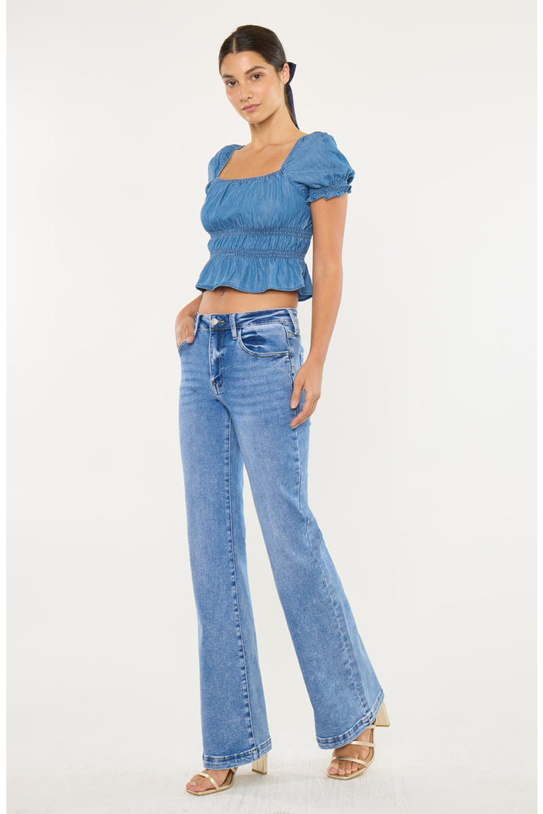 Avonlea Essentials High Rise Wide Leg Flare Jeans, Alternate, color, Medium Wash