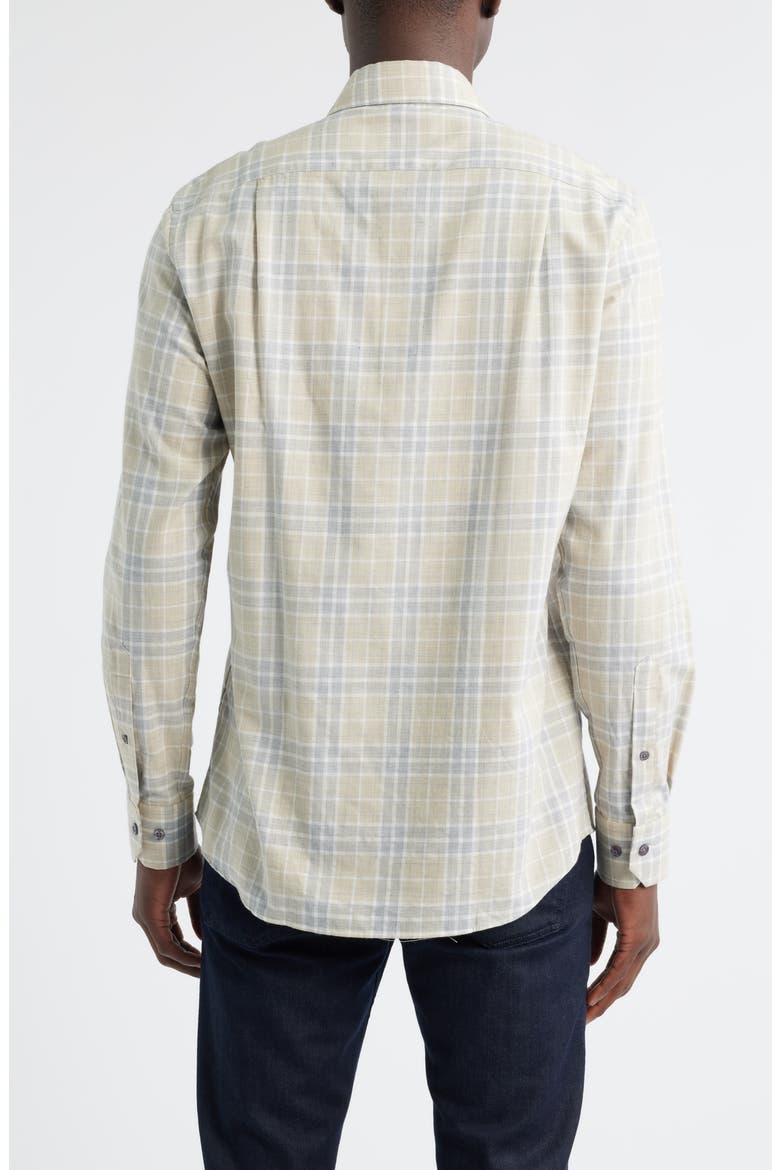 Weekend Regular Fit Heathered Plaid Cotton Button-Up Shirt, Alternate, color, KHAKI HEATHER