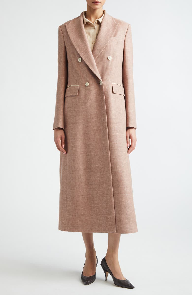 Eleventy Linen Blend Belted Shirtdress, Alternate, color, Taupe Cognac