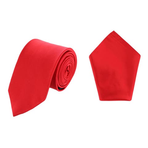 Sutton Solid Color Silk Necktie and Pocket Square Combo