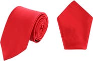 Trafalgar Sutton Solid Color Silk Necktie and Pocket Square Combo