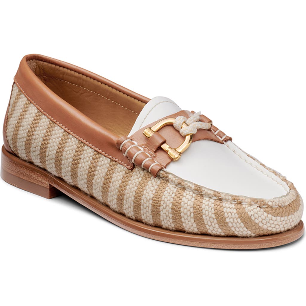G.h.bass Lilly Nautical Leather & Canvas Loafer In Tan Multi