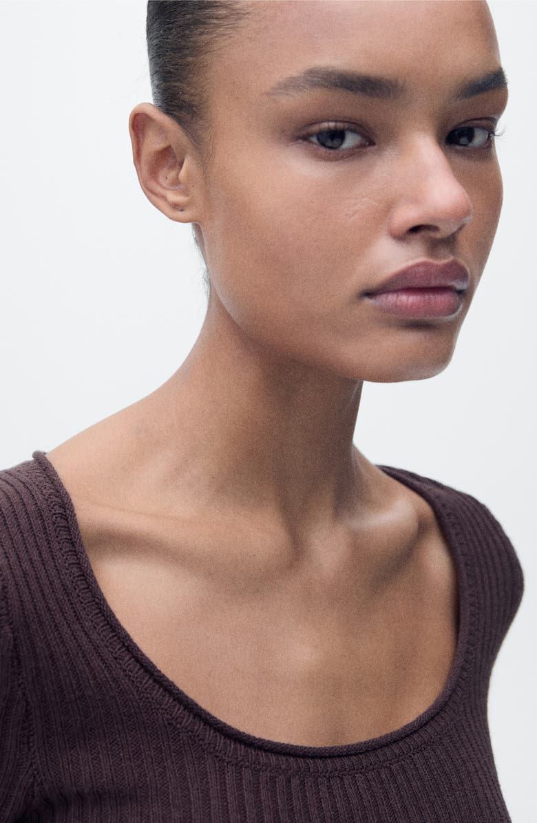 MANGO Scoop Neck Short Sleeve Rib Sweater, Alternate, color, 