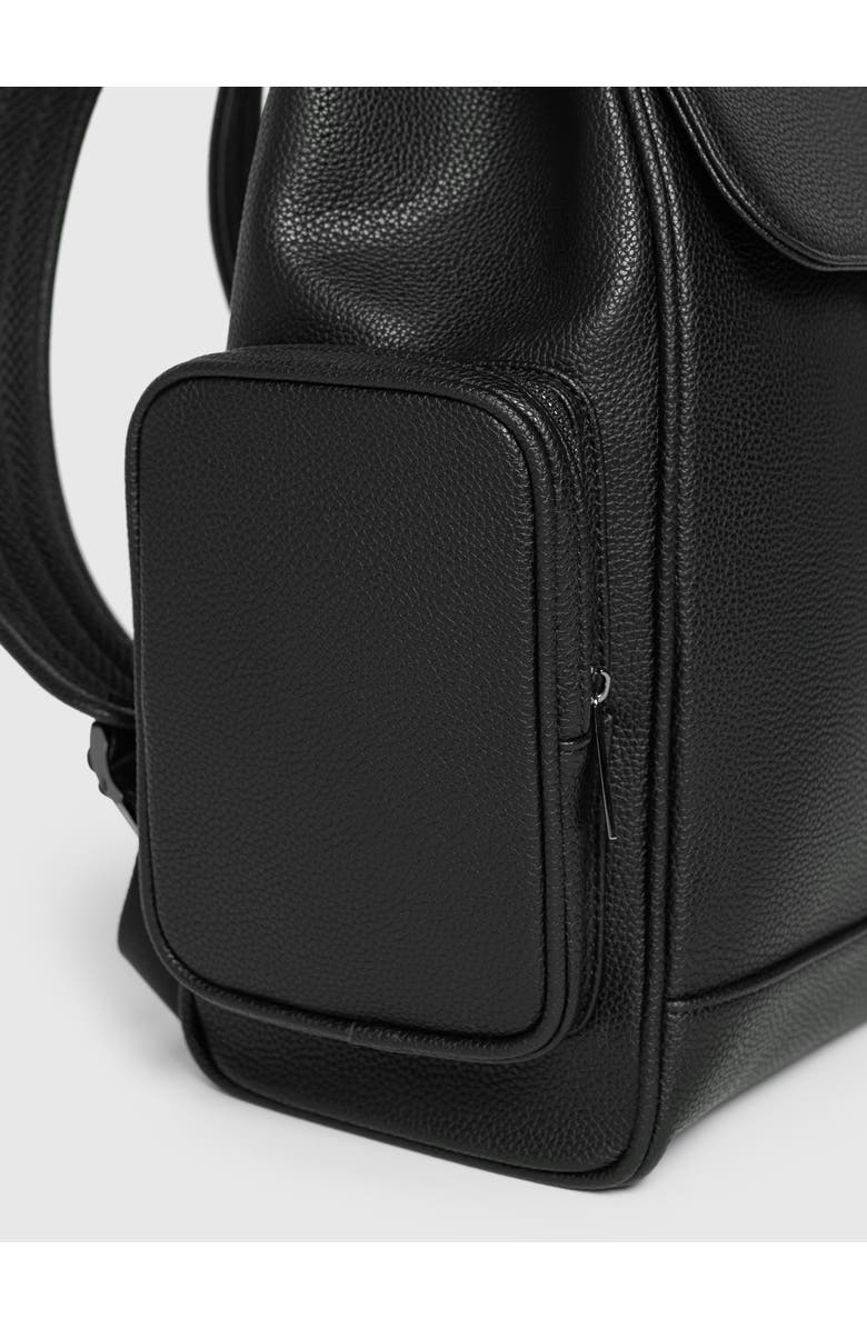 Manière De Voir Maloe Pebbled Leather Eiffel Clasp Backpack, Alternate, color, Black