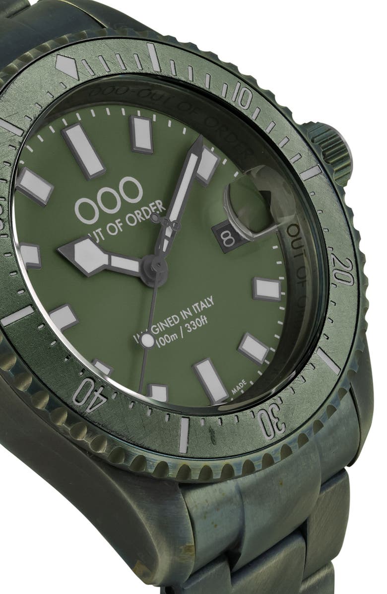 OUT OF ORDER Casanova Bracelet Watch, 44mm, Alternate, color, Olive Green