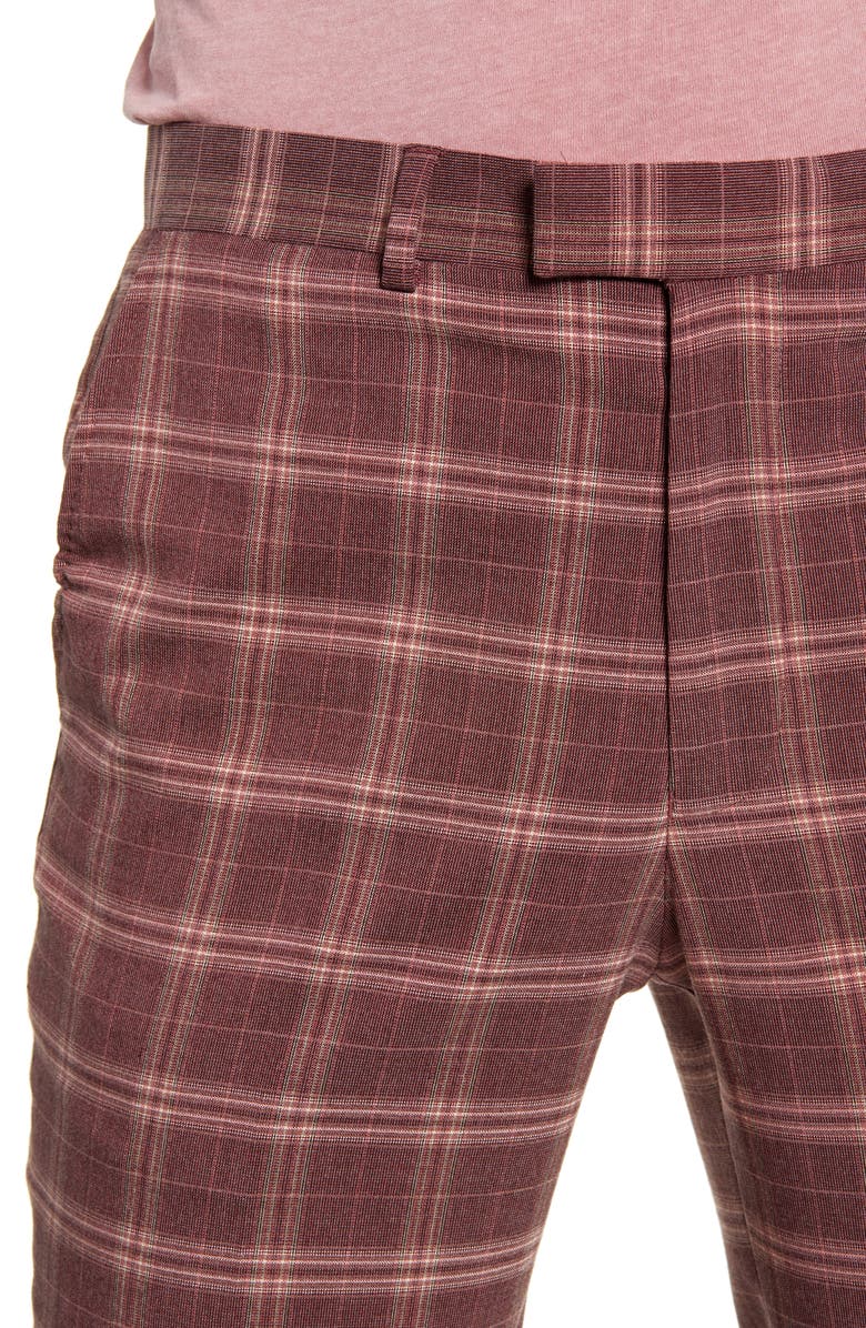 Topman Plaid Skinny Fit Crop Dress Pants, Alternate, color, 