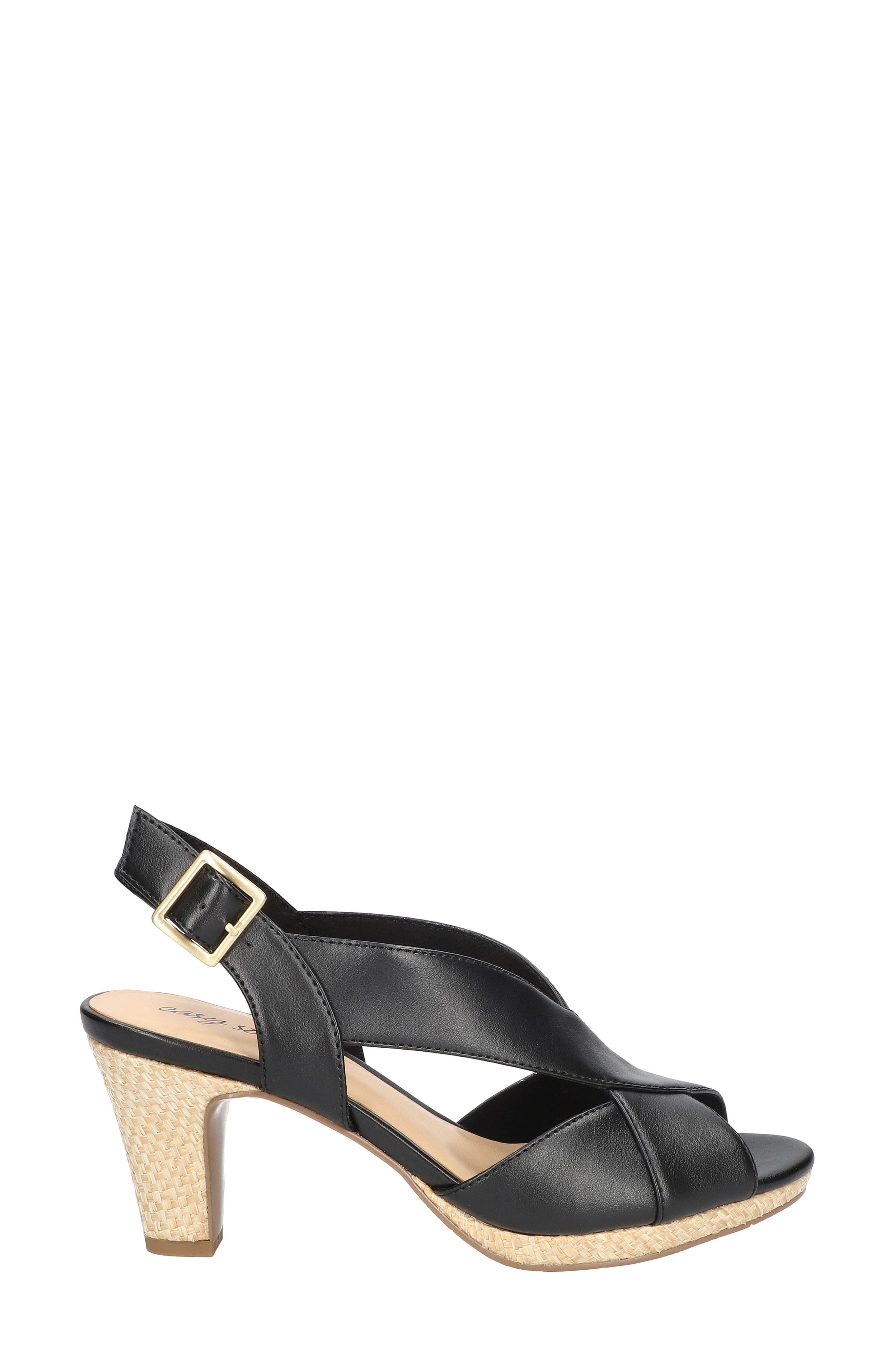 EASY STREET Christy Sandal, Alternate, color, Black With Natural Woven