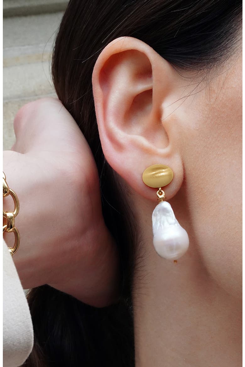 Florence Baroque Pearl Drop Earrings, Alternate, color, PEARL/ GOLD