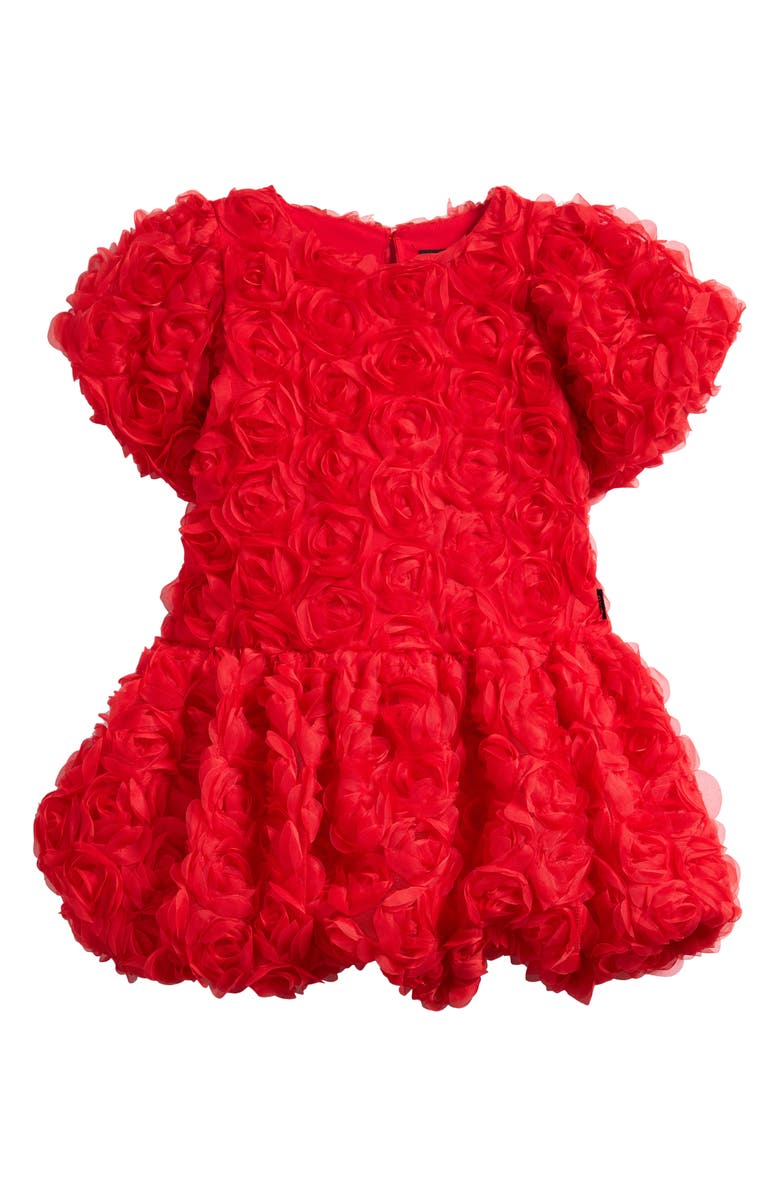 Rock Your Kid Kids' Rosette Puff Sleeve Party Dress, Main, color, Red Candy