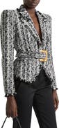 Balmain Two-tone tweed belted jacket