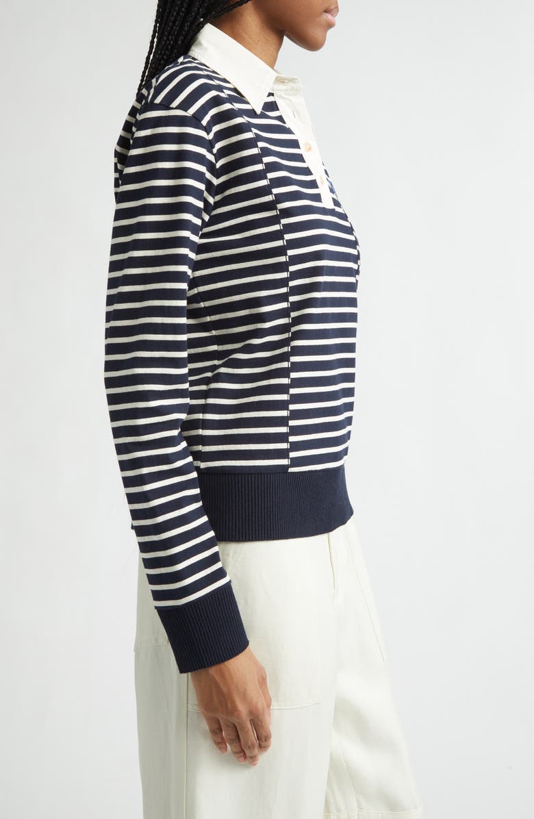 Wales Bonner Reflect Offset Stripe Polo, Alternate, color, Navy / Ivory