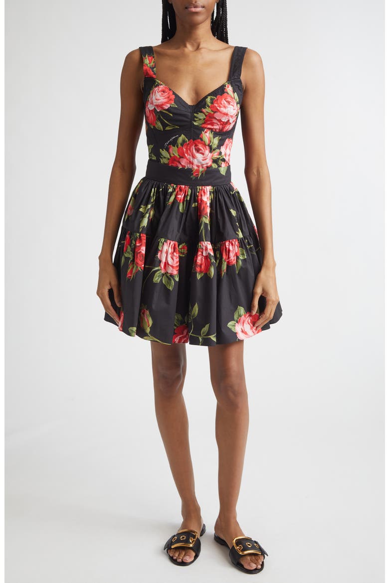 Rose Bouquet Bustier Top, Alternate, color, BOUQUET ROSE F.NERO