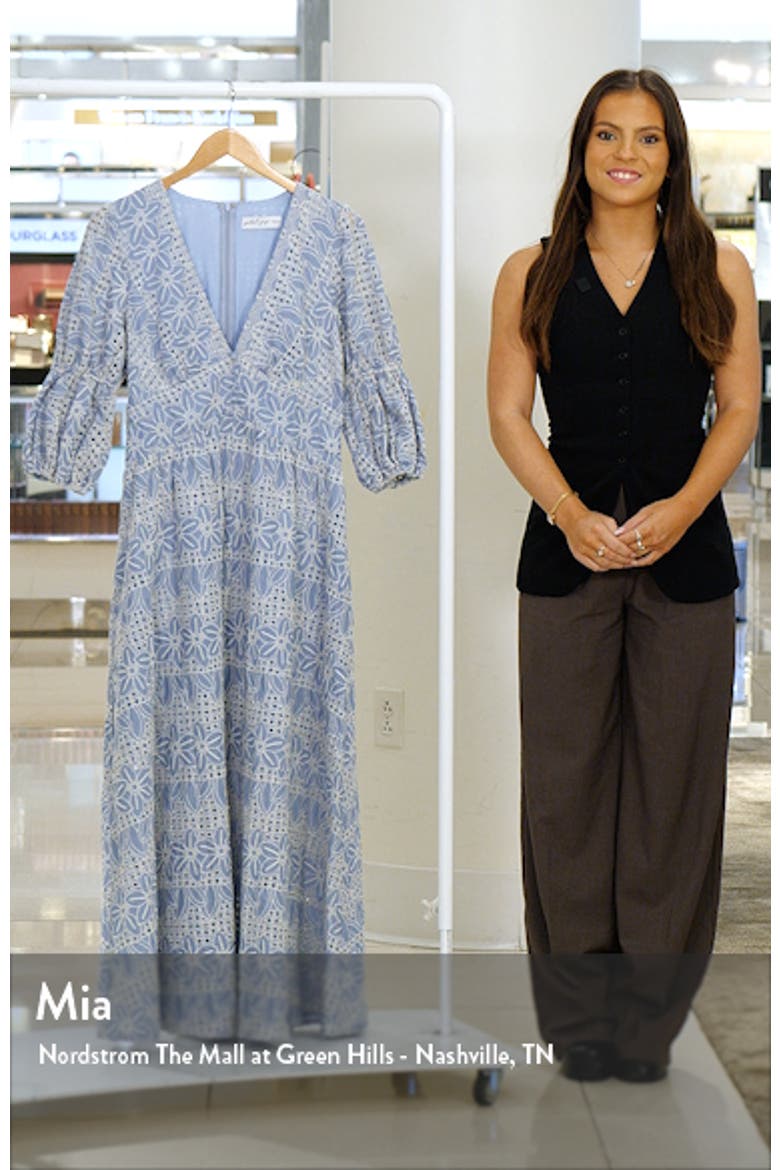 Tani Eyelet Puff Sleeve Cotton Blend Maxi Dress video