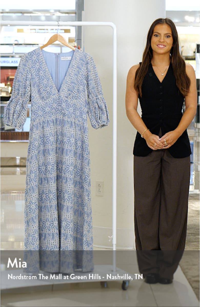 Tani Eyelet Puff Sleeve Cotton Blend Maxi Dress, sales video thumbnail