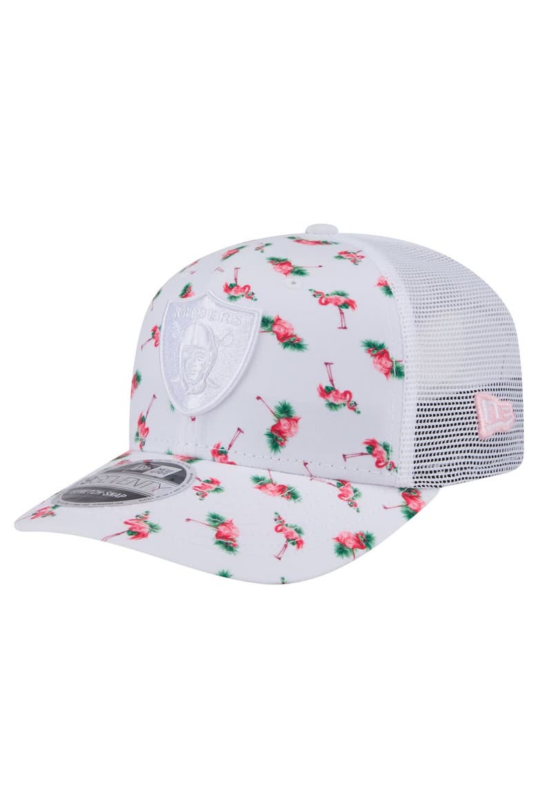 Men's New Era White Las Vegas Raiders Adventure Flamingo Pattern 9SEVENTY Stretch-Snap Hat, Main, color, White