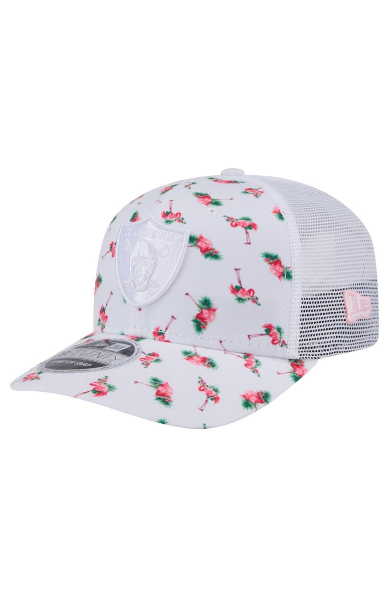New Era Men's New Era White Las Vegas Raiders Adventure Flamingo Pattern 9SEVENTY Stretch-Snap Hat, Main, color, White