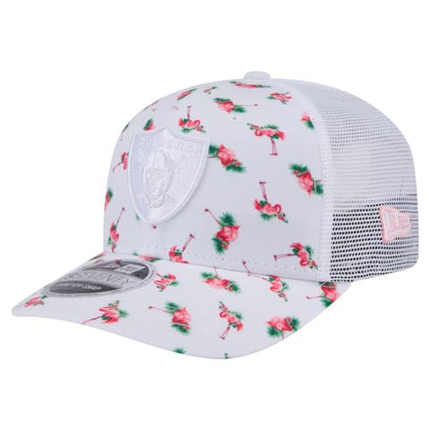 Men's New Era White Las Vegas Raiders Adventure Flamingo Pattern 9SEVENTY Stretch-Snap Hat