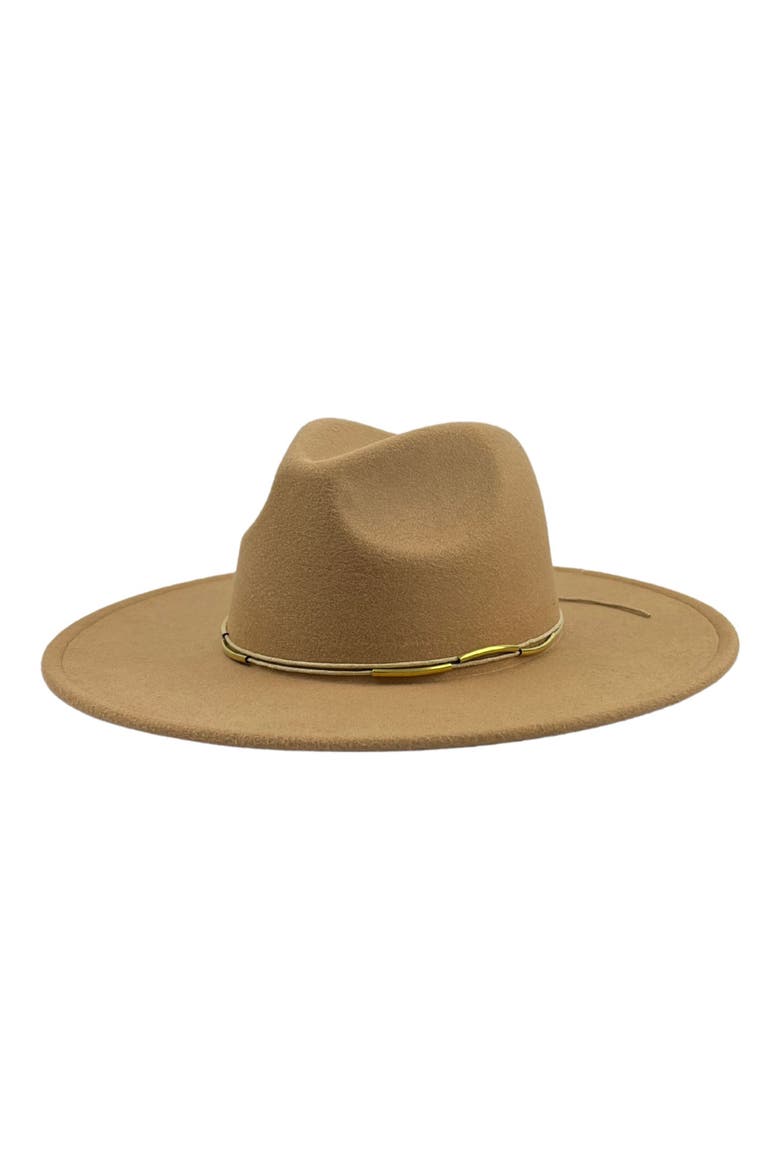 Metal Trim Felt Fedora, Main, color, CAMEL