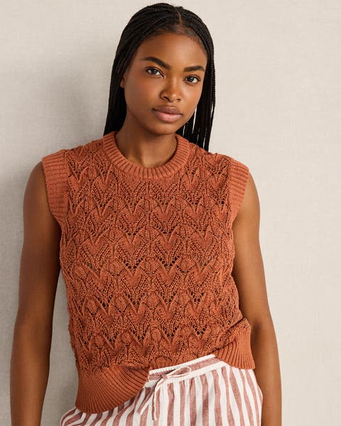 Organic Cotton Chain Pointelle Sweater Vest