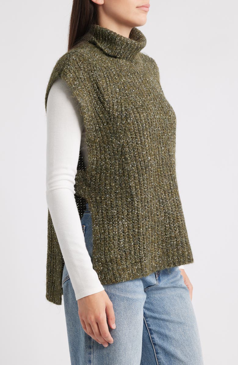 Wit & Wisdom Turtleneck High Low Sweater Vest, Alternate, color, Heather Grape Leaf