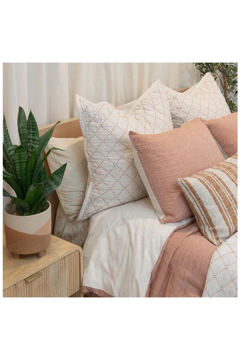Set of 2 Crinkled Cotton & Linen Pillow Shams, Alternate, color, BROWN