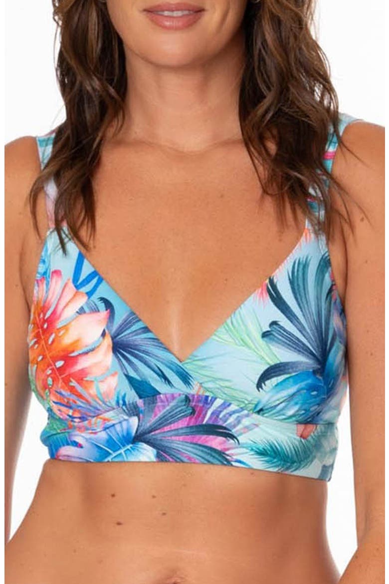 Sophia Surplice Longline Bikini Top, Main, color, COBALT