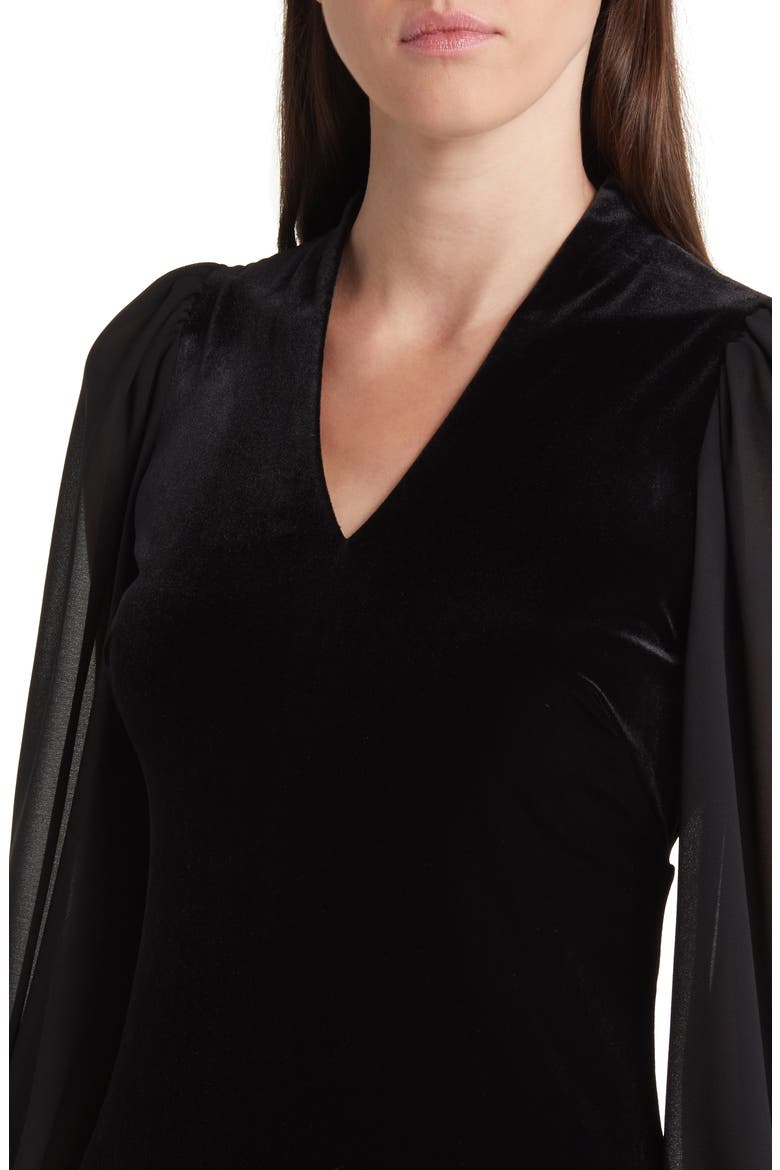 Balloon Sleeve Velvet Dress, Alternate, color, BLACK
