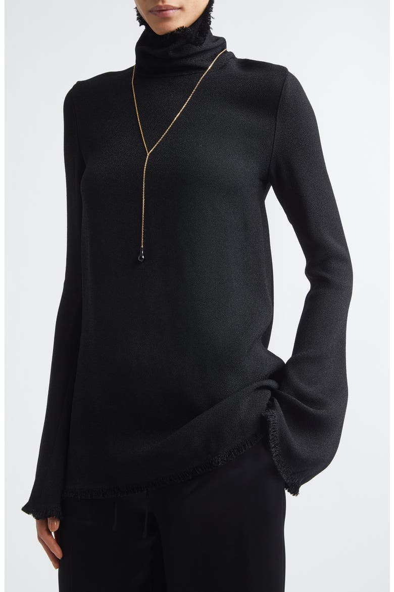 Slim Fit Fray Edge Top, Alternate, color, BLACK