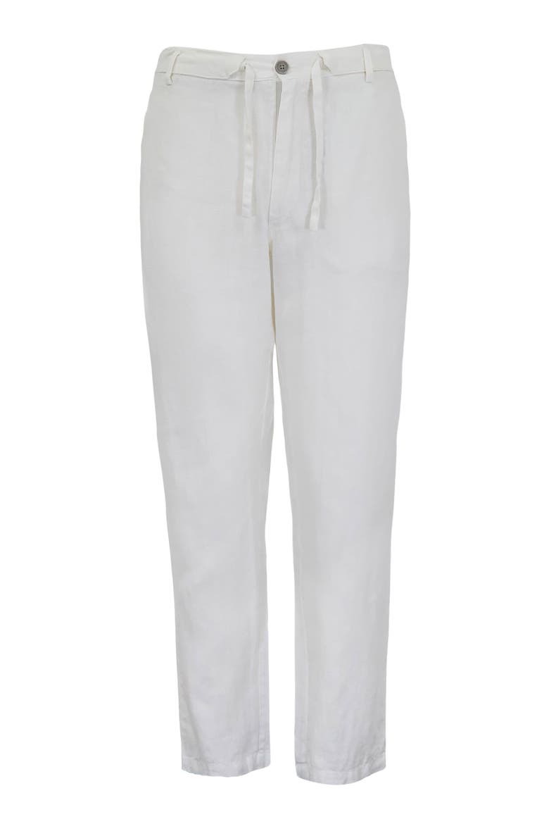Solid Linen Drawstring Pant, Alternate, color, WHITE