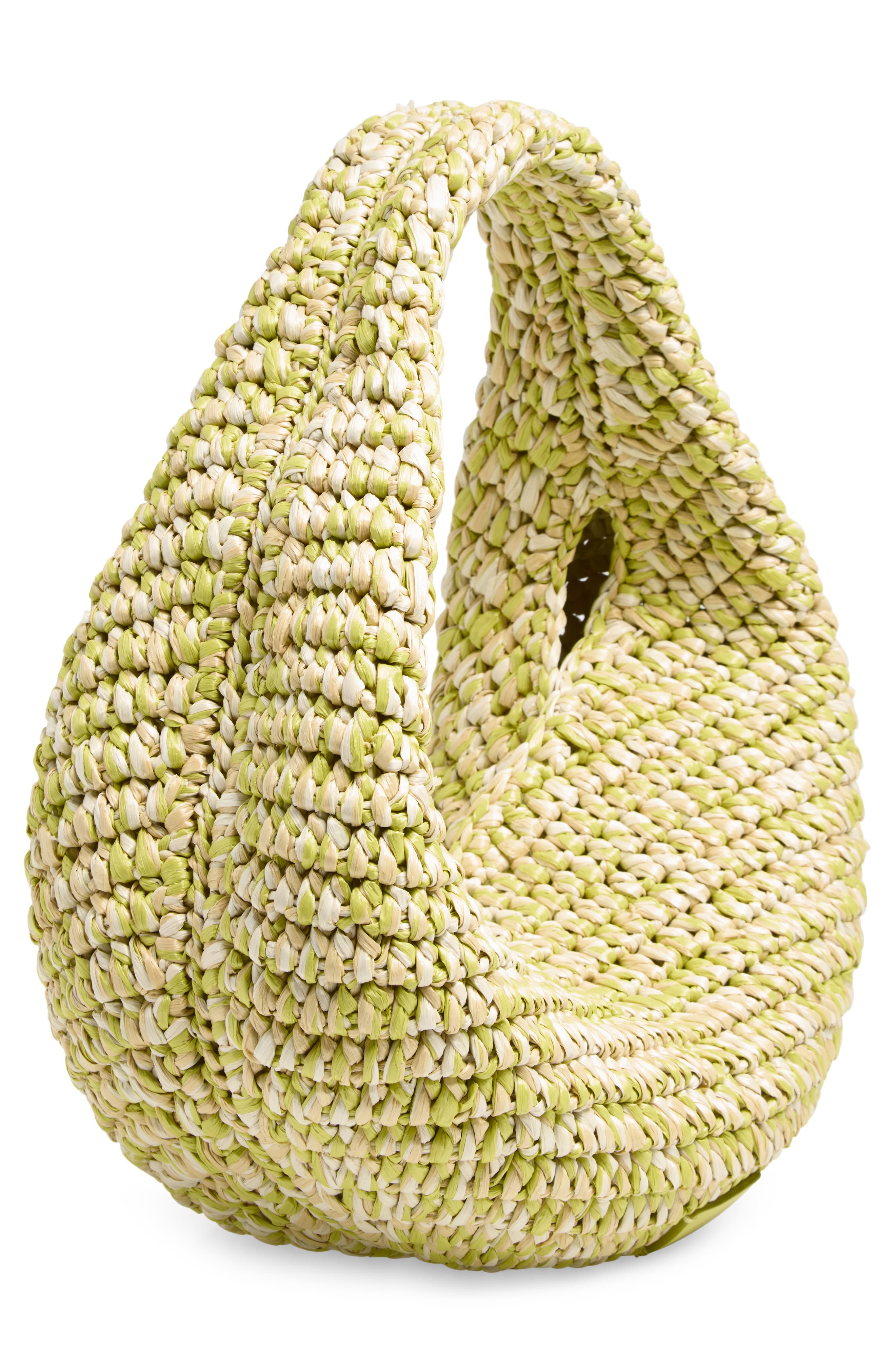 Khaite Medium Olivia Raffia Hobo Bag, Alternate, color, 675 Citron / White